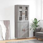 Trendy hoge kast van bewerkt hout met duurzame en stabiele constructie - Grijs sonoma / 1 / 2 deuren - Dressoirs &