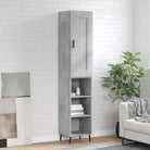 Trendy hoge kast van bewerkt hout met duurzame kwaliteit - Betongrijs / 1 / 3 schappen - Dressoirs & buffetkasten