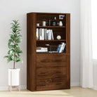 Trendy hoge kast van bewerkt hout met duurzame kwaliteit - bruin eikenkleur / 1 - Dressoirs & buffetkasten