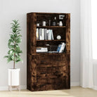 Trendy hoge kast van bewerkt hout met duurzame kwaliteit - Gerookt eiken / 1 - Dressoirs & buffetkasten