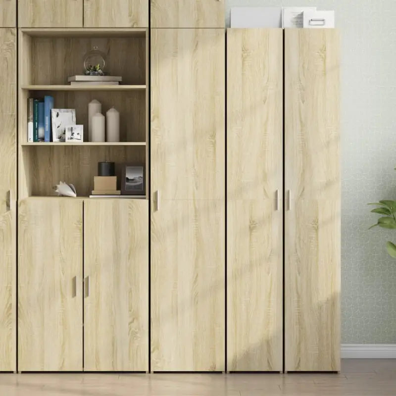 Trendy hoge kast van bewerkt hout met elegante uitstraling - Sonoma eiken / 1 - Dressoirs & buffetkasten