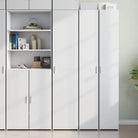Trendy hoge kast van bewerkt hout met elegante uitstraling - Wit / 1 - Dressoirs & buffetkasten