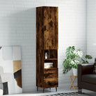 Trendy hoge kast van bewerkt hout voor een uniek interieur - Gerookt eiken / 1 / 2 lades 2 schappen - Dressoirs &
