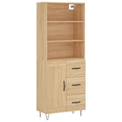 Trendy hoge kast van duurzaam bewerkt hout met charmante uitstraling - Dressoirs & buffetkasten