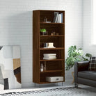 Trendy hoge kast van duurzaam bewerkt hout met charmante uitstraling - bruin eikenkleur / 1 / 3 schappen - Dressoirs &