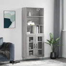 Trendy hoge kast van duurzaam bewerkt hout met charmante uitstraling - Grijs sonoma / 1 / 2 glazen deuren - Dressoirs &