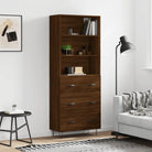 Trendy hoge kast van duurzaam bewerkt hout met charmante uitstraling - bruin eikenkleur / 1 / 3 lades - Dressoirs &