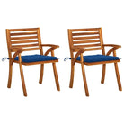 Trendy houten tuinstoelen set van massief acaciahout met sets touwtjes - koningsblauw / 2 - Tuinstoelen