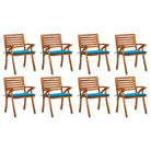 Trendy houten tuinstoelen set van massief acaciahout met sets touwtjes - Blauw / 8 - Tuinstoelen