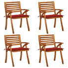 Trendy houten tuinstoelen set van massief acaciahout met sets touwtjes - Rood / 4 - Tuinstoelen