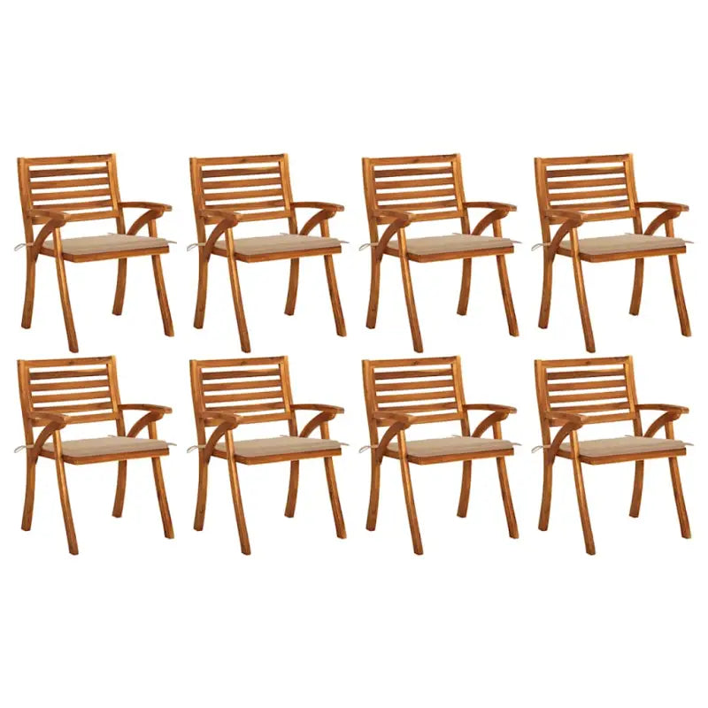 Trendy houten tuinstoelen set van massief acaciahout met sets touwtjes - Beige / 8 - Tuinstoelen