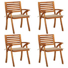 Trendy houten tuinstoelen set van massief acaciahout met sets touwtjes - Beige / 4 - Tuinstoelen