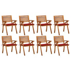 Trendy houten tuinstoelen set van massief acaciahout met sets touwtjes - Rood / 8 - Tuinstoelen
