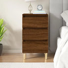 Trendy nachtkastje met houten poten en bewerkt hout voor een strak interieur - bruin eikenkleur / 1 - Nachtkastjes