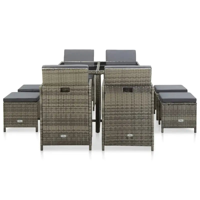 Trendy Rattan Tuinset met Glazen Tafelblad en Inclusief Kussens - Tuinsets