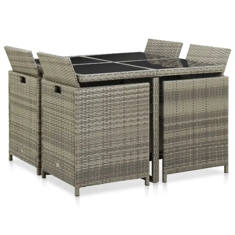 Trendy Rattan Tuinset met Glazen Tafelblad en Inclusief Kussens - Tuinsets