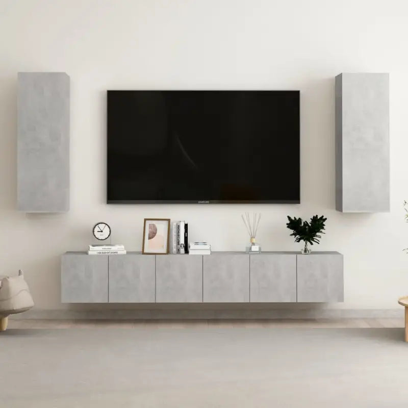 Trendy Televisiekast met muurbevestiging voor een tijdloze uitstraling - Betongrijs / 1 / 180 cm - Tv-meubels