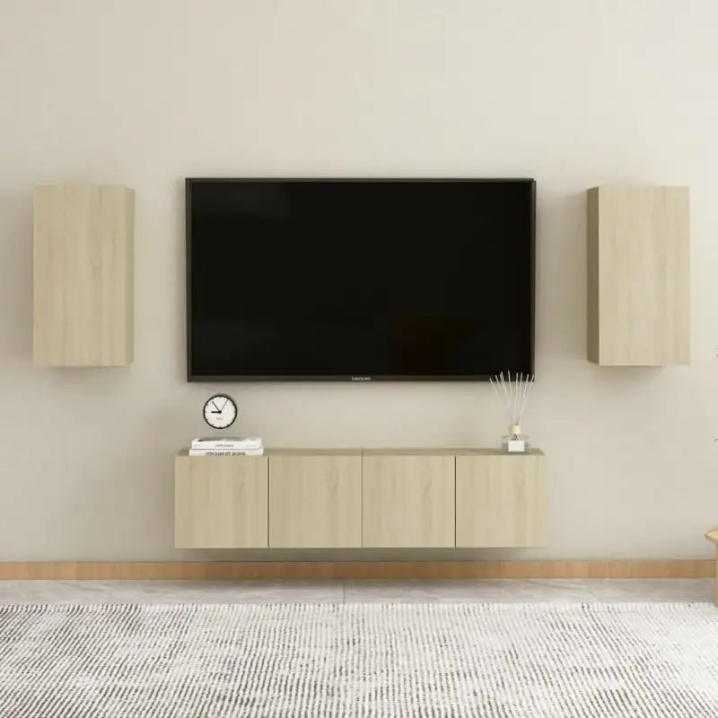 Trendy Televisiekast met muurbevestiging voor een tijdloze uitstraling - Sonoma eiken / 1 / 120 cm - Tv-meubels