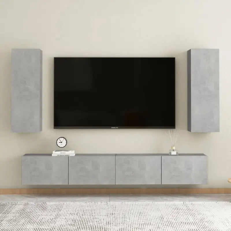 Trendy Televisiekast met muurbevestiging voor een tijdloze uitstraling - Betongrijs / 1 / 160 cm - Tv-meubels