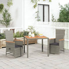 Trendy tuinset met poly rattan en verstelbare tuinstoel van massief acaciahout - Tuinsets