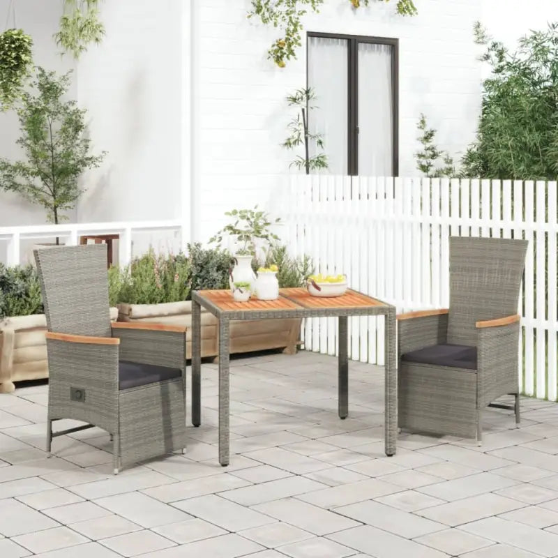 Trendy tuinset met poly rattan en verstelbare tuinstoel van massief acaciahout - Tuinsets