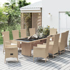 Trendy tuinset met poly rattan en verstelbare tuinstoel voor terras - 240 cm tafellengte / 1 / 10x Fauteuil + Tafel
