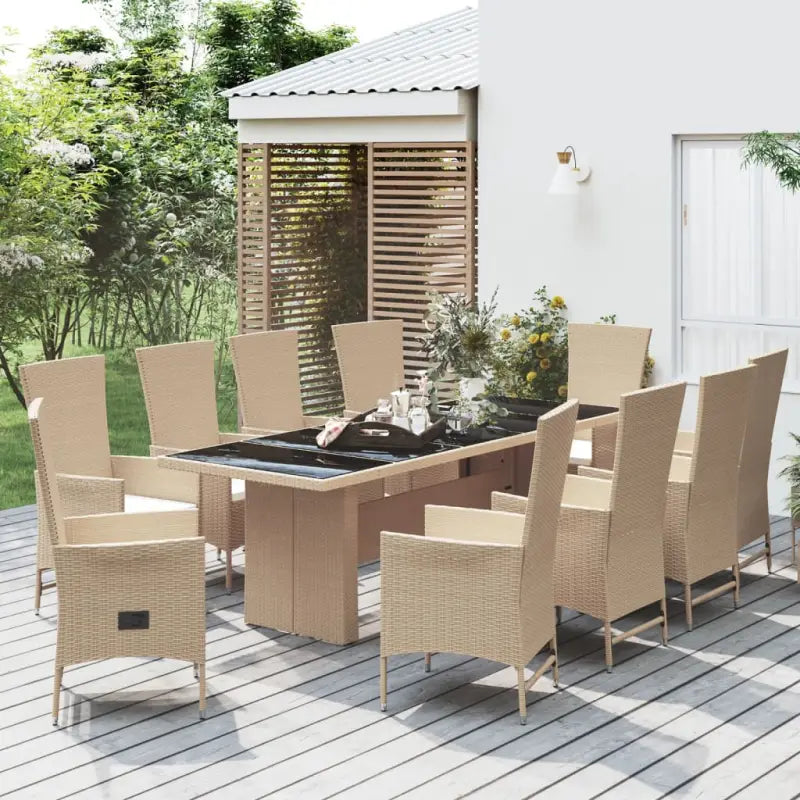 Trendy tuinset met poly rattan en verstelbare tuinstoel voor terras - 240 cm tafellengte / 1 / 10x Fauteuil + Tafel