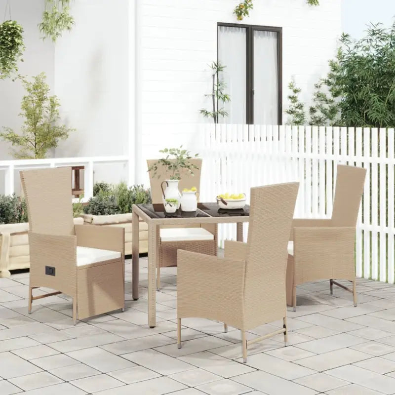 Trendy tuinset met poly rattan en verstelbare tuinstoel voor terras - 90 cm tafellengte / 1 / 2x stoel + 2x Fauteuil