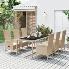Trendy tuinset met poly rattan en verstelbare tuinstoel voor terras - 190 cm tafellengte / 1 / 6x stoel + tafel
