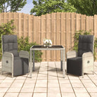 Trendy tuinset met poly rattan en verstelbare tuinstoelen van massief acaciahout - 90 cm tafellengte / 2x armstoel
