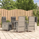 Trendy tuinset met poly rattan en verstelbare tuinstoelen van massief acaciahout - 150 cm tafellengte / 4x stoel + 2x