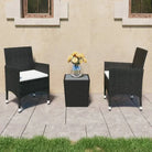 Trendy tuinset met poly rattan en warm massief acaciahout stijl - Zwart - Tuinsets