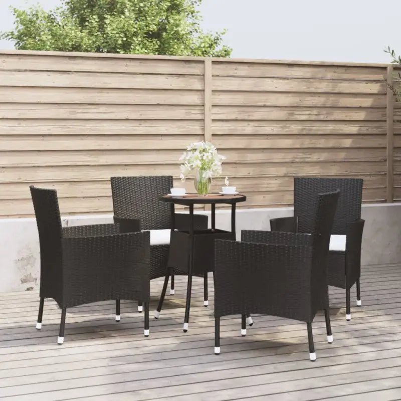 Trendy tuinset van poly rattan en gepoedercoat staal in zwart materiaal - Tuinsets