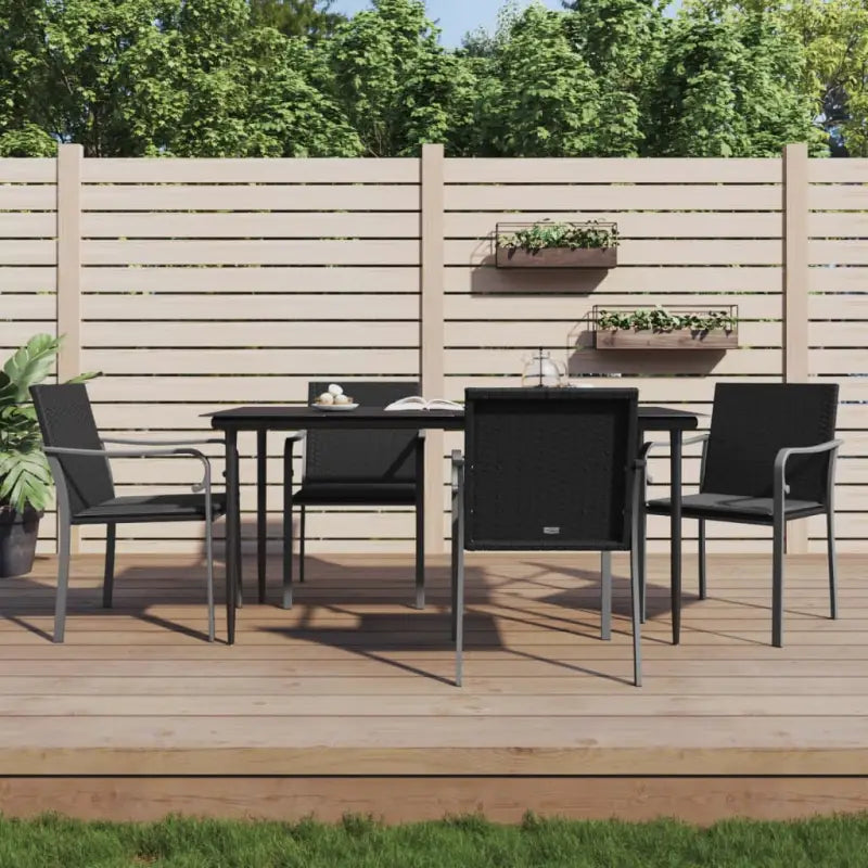 Trendy tuinstoelen van duurzaam poly rattan voor terras en tuin - Zwart / 4 - Tuinstoelen