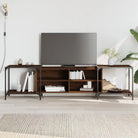 Trendy Tv-meubel met bewerkt hout en metalen frame - bruin eikenkleur / 1 / 203 cm - Tv-meubels