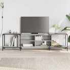 Trendy Tv-meubel met bewerkt hout en metalen frame - Grijs sonoma / 1 / 203 cm - Tv-meubels