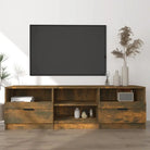 Trendy tv-meubel met stevig blad en bewerkt hout voor modern interieur - Gerookt eiken / 1 - Tv-meubels