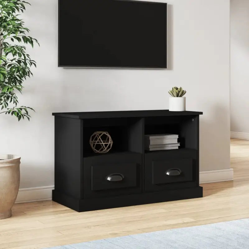 Trendy TV-meubel van bewerkt hout met strak design en duurzame afwerking - Zwart / 80 x 35 x 50 cm / 1 - Tv-meubels
