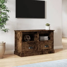 Trendy TV-meubel van bewerkt hout met strak design en duurzame afwerking - Gerookt eiken / 80 x 35 x 50 cm / 1