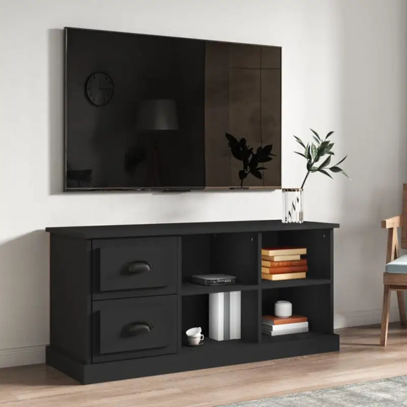 Trendy tv-meubel van bewerkt hout met strak en duurzaam design - Zwart / 1 / 102 cm - Tv-meubels
