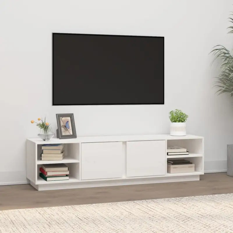 Trendy tv-meubel van massief grenenhout met strak design - Wit / 1 - Tv-meubels