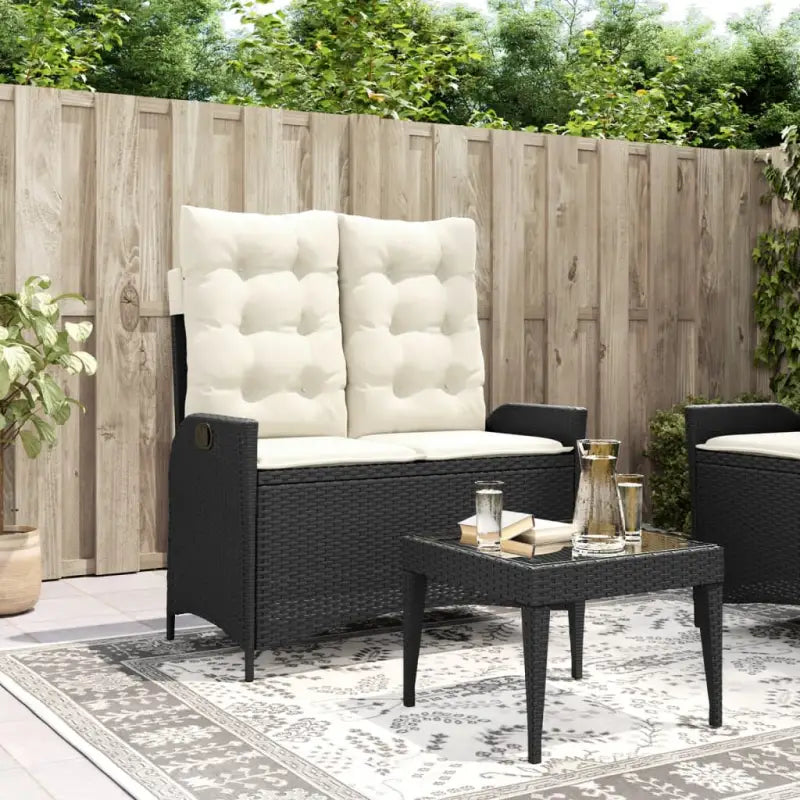 Tuinbank van poly rattan voor een comfortabele zitervaring - Zwart en crème / 104 x 59 x 93 cm / 1 - Tuinbanken