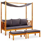 Tuinbanken van massief acaciahout met voetenbankjes en kussens - Donkergrijs / 1 / Zonder tafel - Tuinbanken