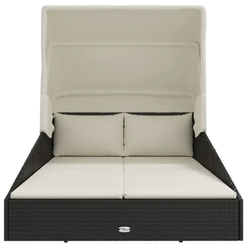 Tuinbedden ligbed met inklapbaar dak en crèmewit materiaal - Tuinbedden