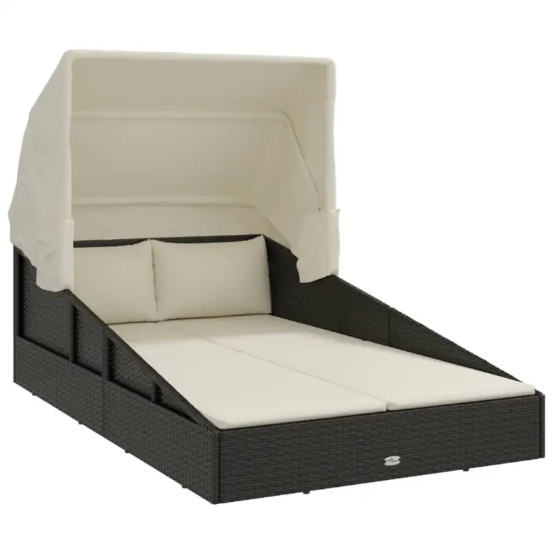 Tuinbedden ligbed met inklapbaar dak en crèmewit materiaal - Tuinbedden