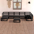 Tuinhaardset met massief grenenhout en comfortabele rug- en zijkussens - Zwart / Nee - Tuinsets