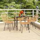 Tuininzet met poly rattan en gehard glas eenvoudig schoon - Bruin / 80 x 80 x 74 cm - Tuinsets