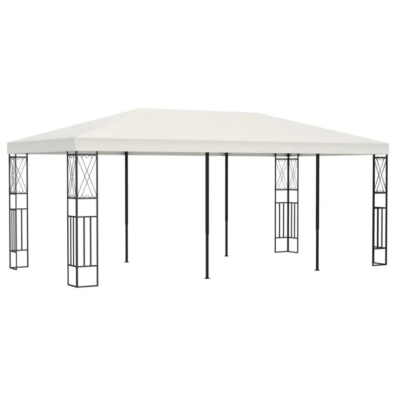Tuinpaviljoen met decoratieve kruisvormige details voor stijl en schaduw - Crème / 3 x 6 m - Partytenten & prieëlen