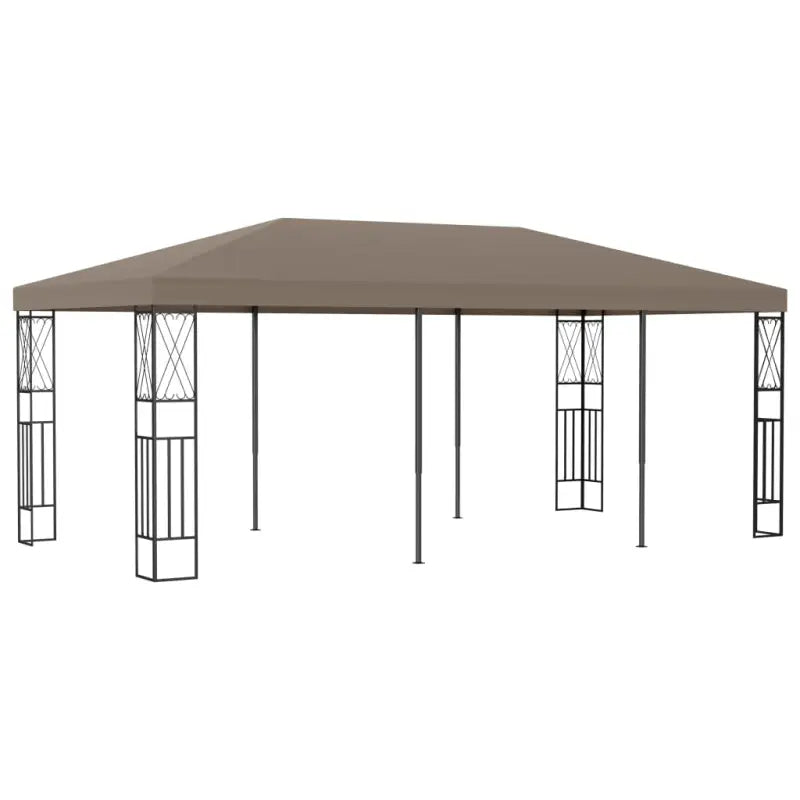 Tuinpaviljoen met decoratieve kruisvormige details voor stijl en schaduw - Taupe / 6 x 3 m - Partytenten & prieëlen