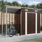 Tuinschuur met verlengd dak van gegalvaniseerd staal voor extra opslagruimte - Bruin / 1 - Tuinhuizen